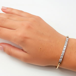 Bracelet jonc en Or jaune et blanc 18k avec diamants