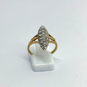 Bague Marquise OR Jaune et Blanc 18K - 3.20 G - T 56