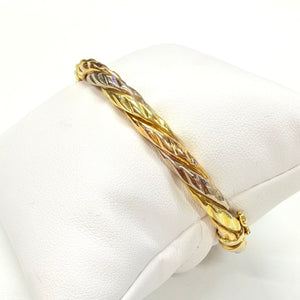 Bracelet Jonc Torsadé en Trois Ors Jaune/Blanc/Rosé - 14.06G