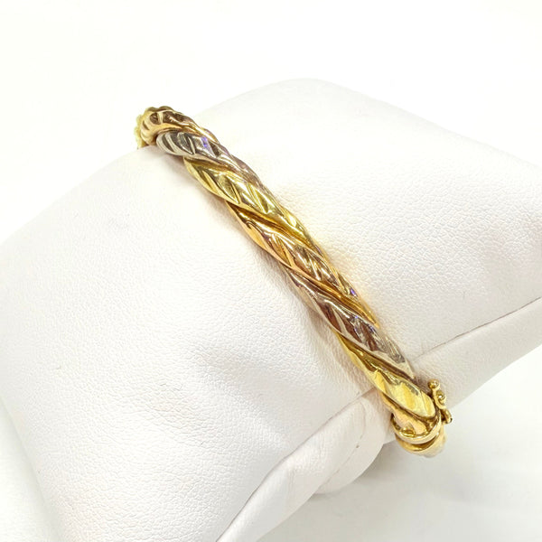 Bracelet Jonc Torsadé en Trois Ors Jaune/Blanc/Rosé - 14.06G