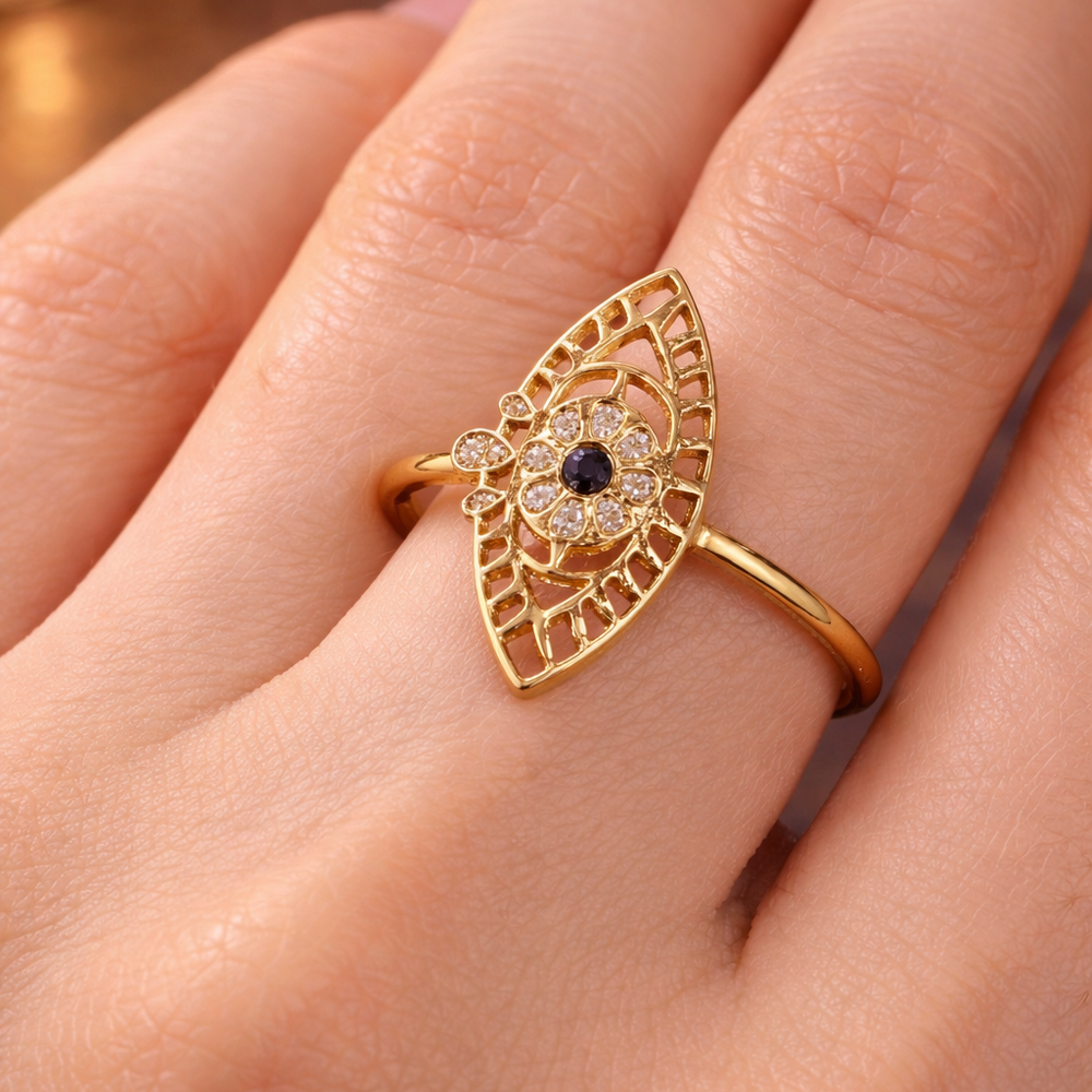 Bague Marquise en Or Jaune 18K - Taille 53 - 1.63G