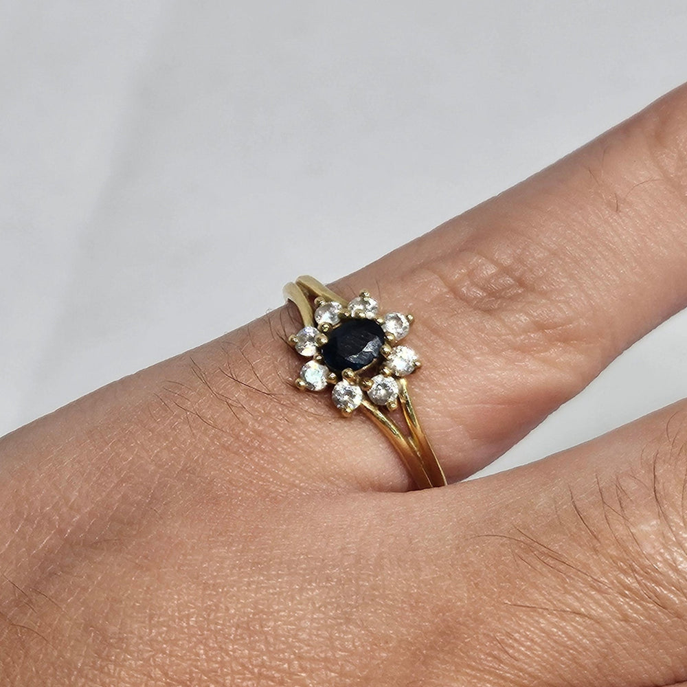 Bague en Or Jaune Saphir Zirconium 18 Carats Taille -49