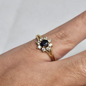 Bague en Or Jaune Saphir Zirconium 18 Carats Taille -49