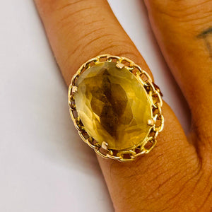 Bague en Or Jaune 18K avec Citrine - T51 - 7.45gr