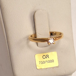 Solitaire en Or Jaune 18K avec Diamant 0.1ct