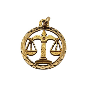 Pendentif Balance Or Jaune 18k Zodiaque Médaille - 0.99gr