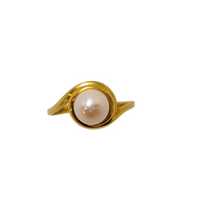 Bague Solitaire Or Jaune 18 Carats avec Perle Classique