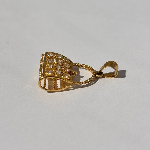 Pendentif Médaille en Or Jaune 18K & Oxyde de Zirconium