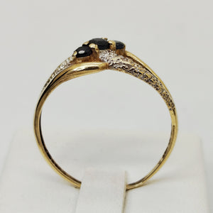 Bagues en Or jaune 18K avec saphirs et diamants -Taille 59 - 2.09g