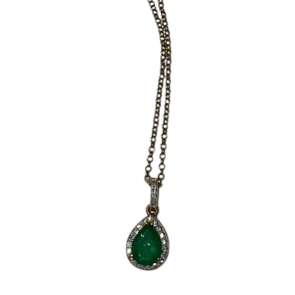 Collier Princesse Or Jaune avec Diamants et Émeraude