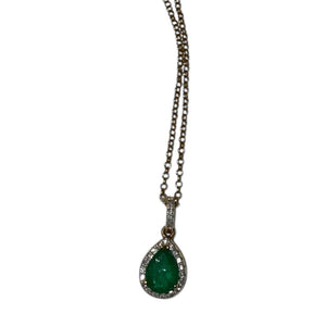 Collier Princesse Or Jaune avec Diamants et Émeraude