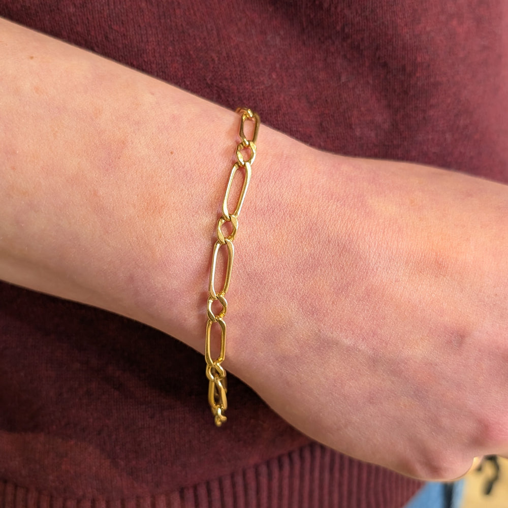 Bracelet Maillon Figaro en Or Jaune 18 K - 12.45 Grs