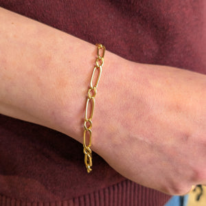 Bracelet Maillon Figaro en Or Jaune 18 K - 12.45 Grs