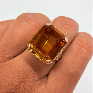 Bague en Or Jaune 18K avec Citrine - Taille 63