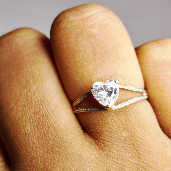 Bague Solitaire en Or Jaune 18 K Taille-52