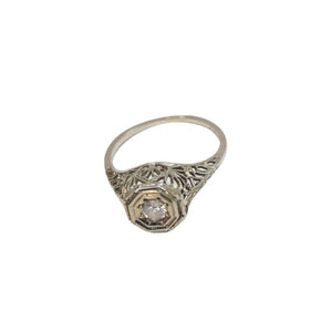 Superbe Bague Ancienne en Or Blanc 18K - 1.90 G - T 52