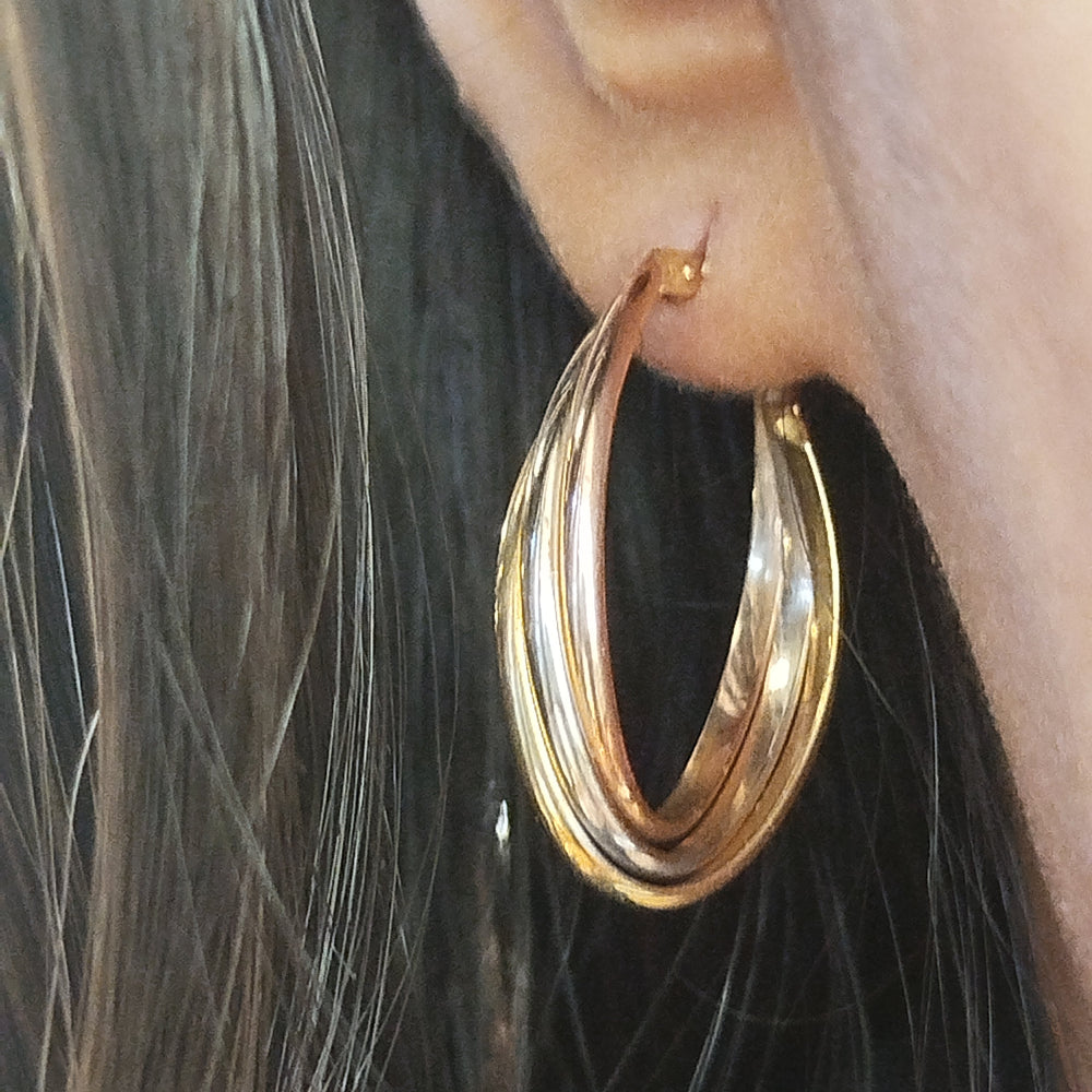 Boucle d'oreille en Or Jaune, Or Blanc, Or Rose  18 carats