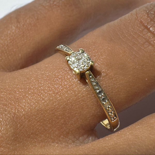 Bague Alliance Solitaire Or Jaune Diamants 18K