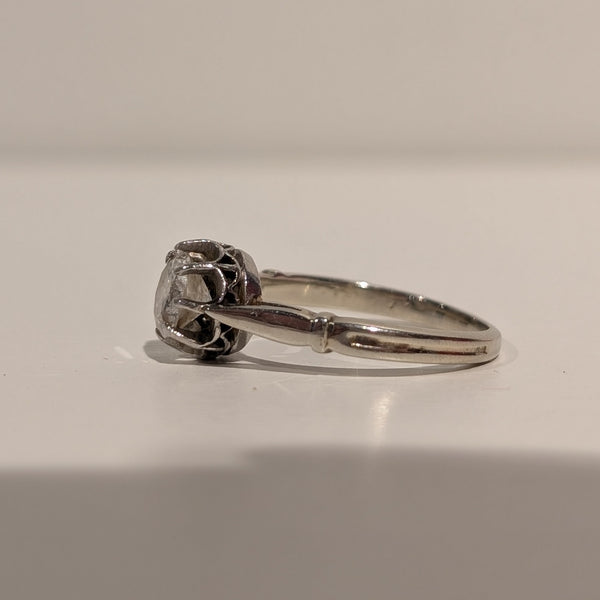 Solitaire Or Blanc 18 K - Taille 50 - 2.95G