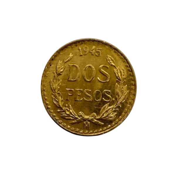 Pièce dos pesos Mexicaine 1945 en or jaune 20k