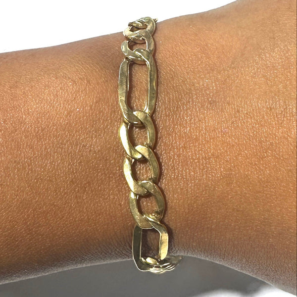 Bracelet Gourmette Or Jaune 18k, Maille Figaro