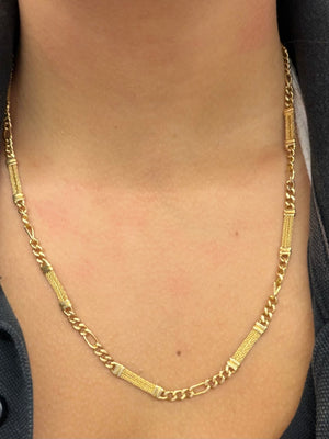 Collier Matinée maille Figaro Or Jaune 18k - 26.66 Grs