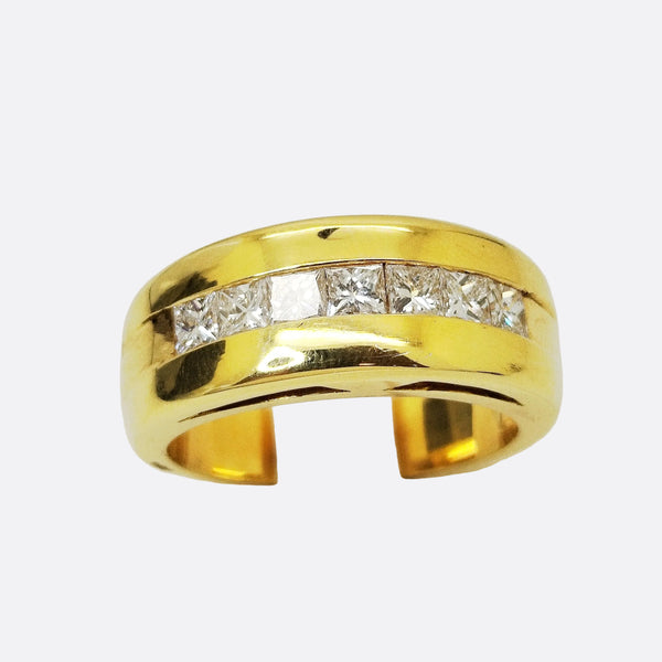 Bague en Or Jaune 18K avec Diamants - Taille 55 - 9.42g