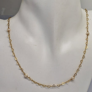 Collier en or jaune 18 carats et perles – 42,2 cm