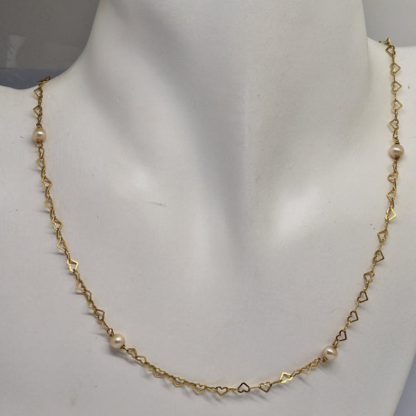 Collier en or jaune 18 carats et perles – 42,2 cm