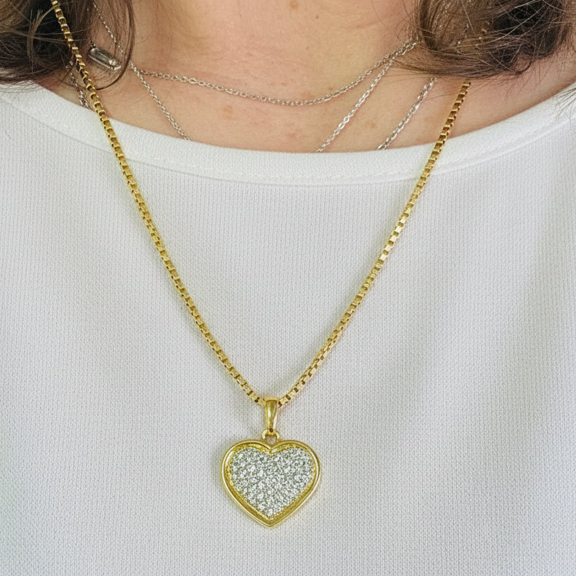 Pendentif Cœur Diamanté en Or Jaune 18K -  4.19G