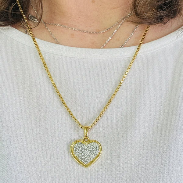 Pendentif Cœur Diamanté en Or Jaune 18K -  4.19G