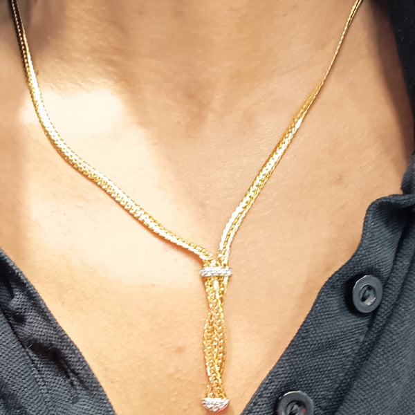 Collier Matinée Serpent en Or Jaune et Or Gris 18 Carats