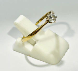 Bague Solitaire en Or Jaune 18 K - Taille 56 - 1.05 G