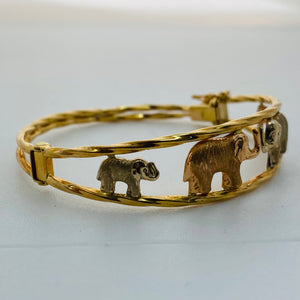 BRACELET JONC ÉLÉPHANT - OR JAUNE, GRIS ET ROSE 18K