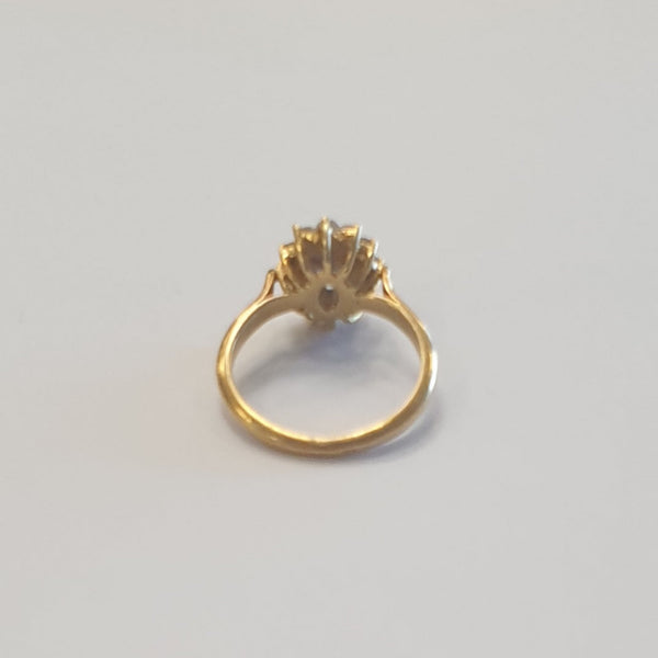 Bague marguerite en or jaune 18 K avec Oxyde de zirconium - T 51