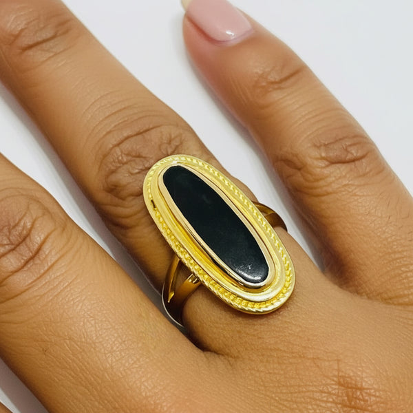 Bague Camée en Or Jaune 18K - Taille 54 - 7.47g
