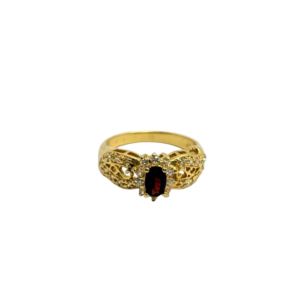 Bague en Or Jaune 18 carats avec oxydes de zircon