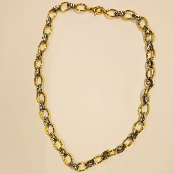 Collier Princesse en Or Jaune et Gris 18 K