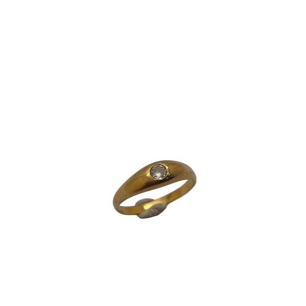 Bague en or jaune 18 carats avec zirconium - taille 50