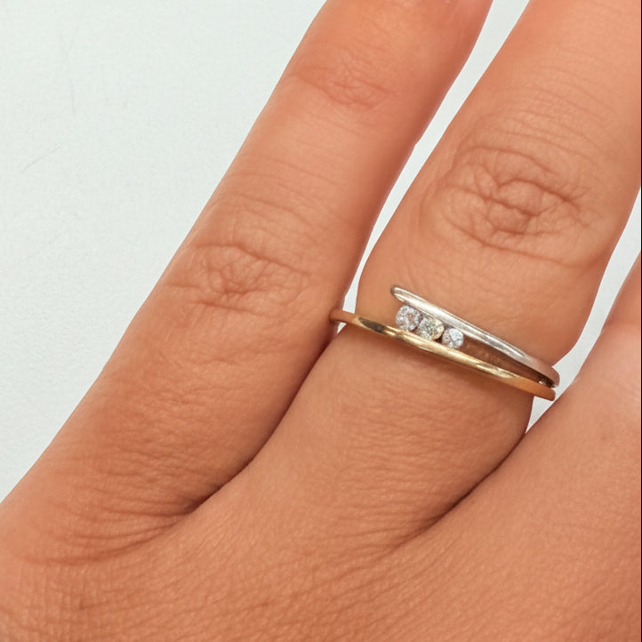 Bagues en or jaune et blanc 18k - 2.22 G - Taille : 50