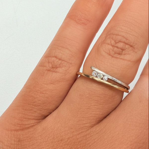 Bagues en or jaune et blanc 18k - 2.22 G - Taille : 50