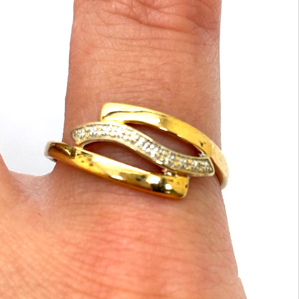 Bague en Or Jaune et Blanc 18K - Taille 51.5 - 1.31g