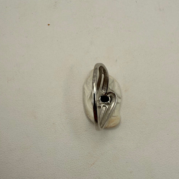 Bague en Or Blanc avec Saphir Bleu 18K Taille-53