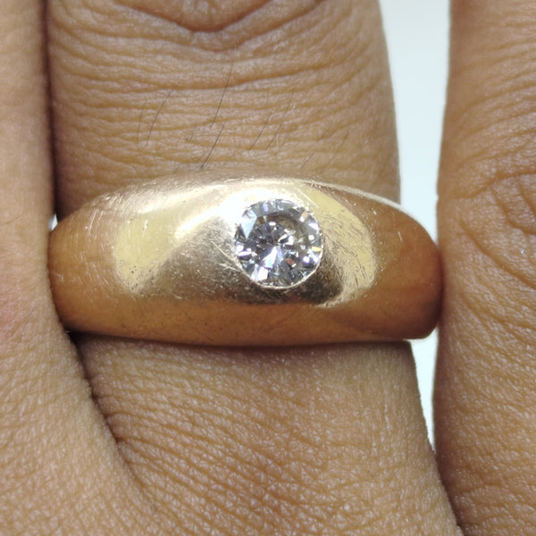 Bague jonc en Or Jaune 18K avec diamant  6.89Grs - Taille 53