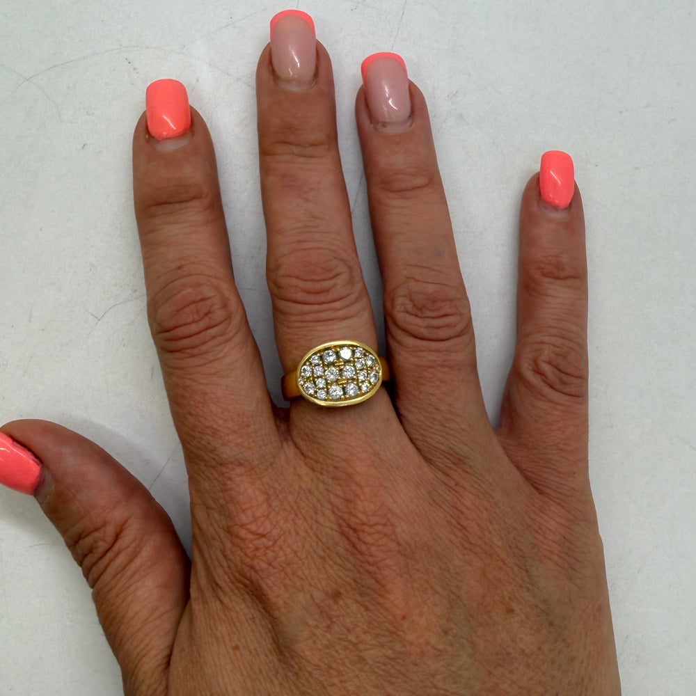 Bague Tank en Or Jaune 18 Carats avec Oxyde de Zirconium - T 56