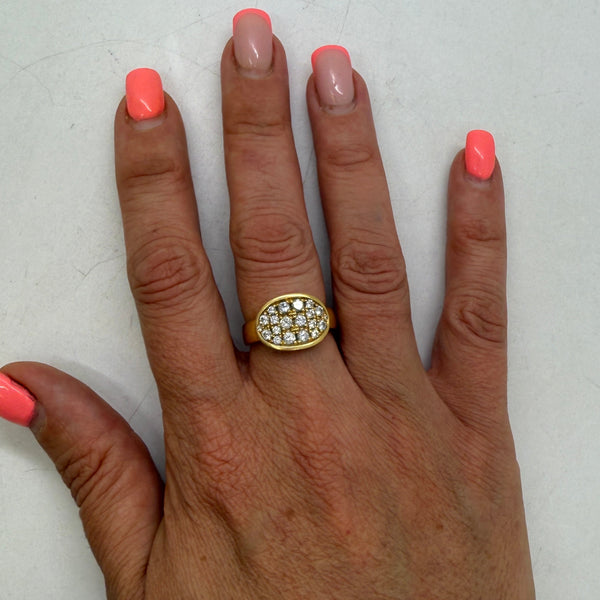 Bague Tank en Or Jaune 18 Carats avec Oxyde de Zirconium - T 56