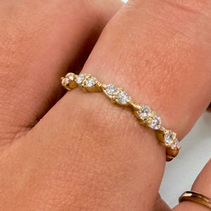 Bague en Or Jaune 18k avec Diamants