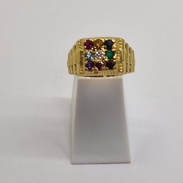 Bague Chevalière en OR Jaune 9 Planète 18 K avec Oxyde de Zirconium - T 61