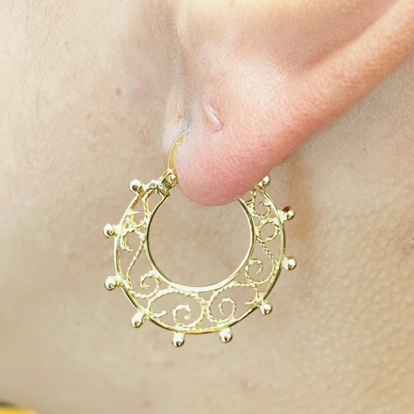 Boucles d'oreilles créoles or jaune 18k - 3.38 G