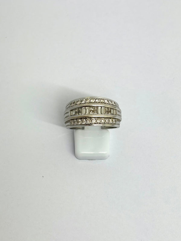 Bague Tank en Or Blanc 18 K - Taille 60 - 7.23 G